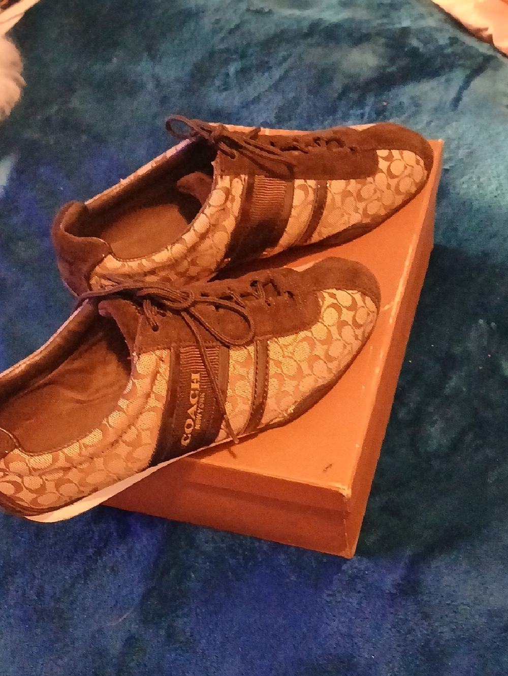 Coach Brown Monogram Lace-Up Sneakers